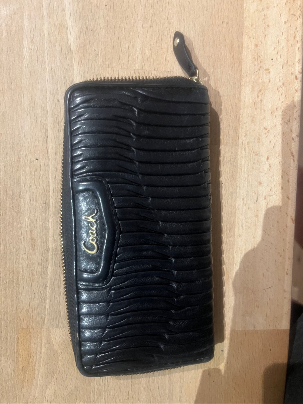 Coach Black Quilted Zip Wallet